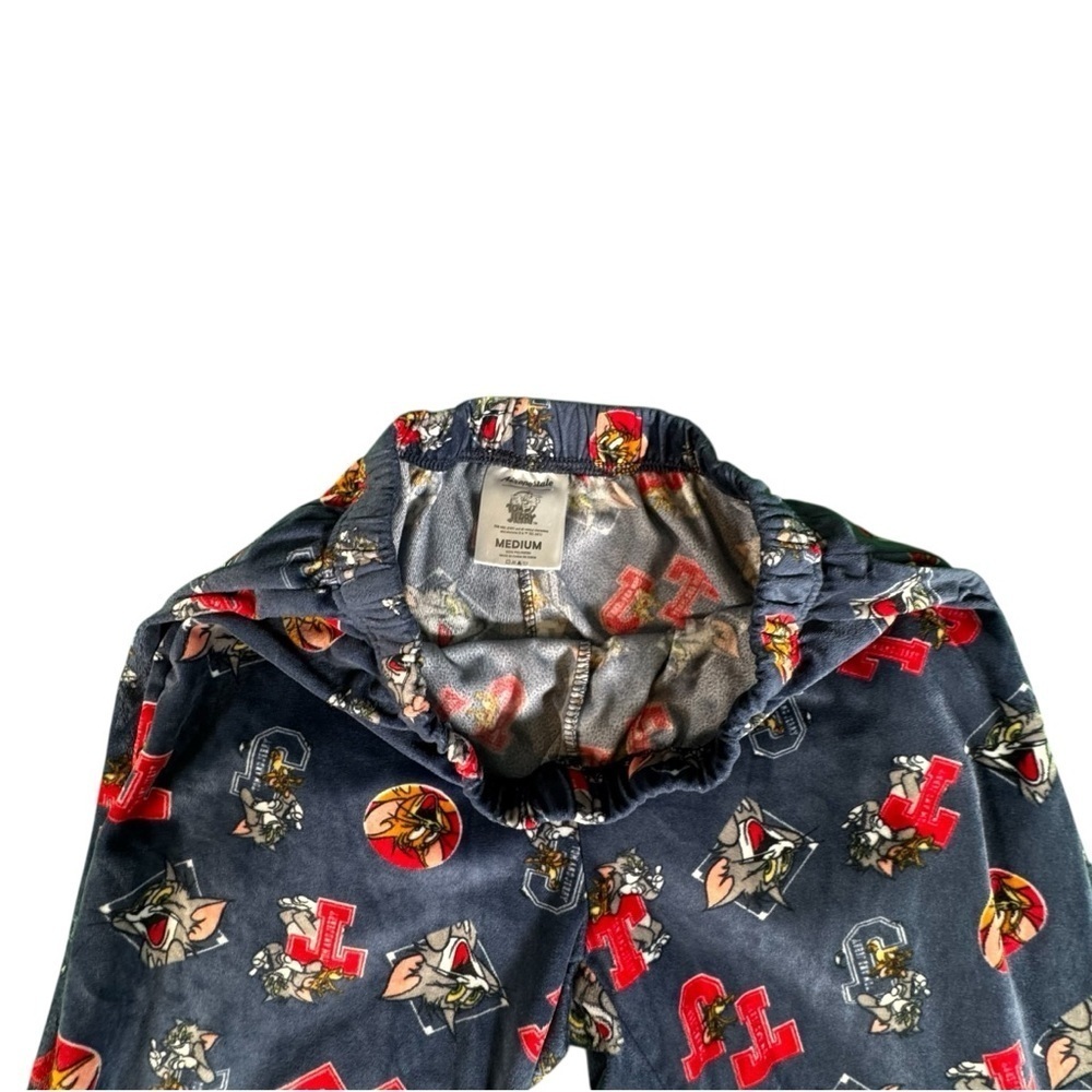 Tom & Jerry Aeropostale Women’s Lounge Pants Medium Blue Red Cartoon Print Soft - Picture 3 of 8